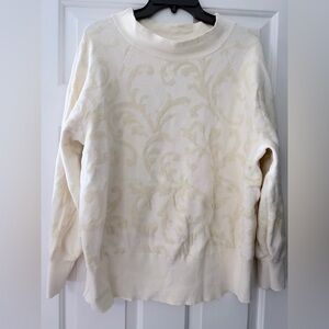 Anthropologie Cream Jacquard Sweater